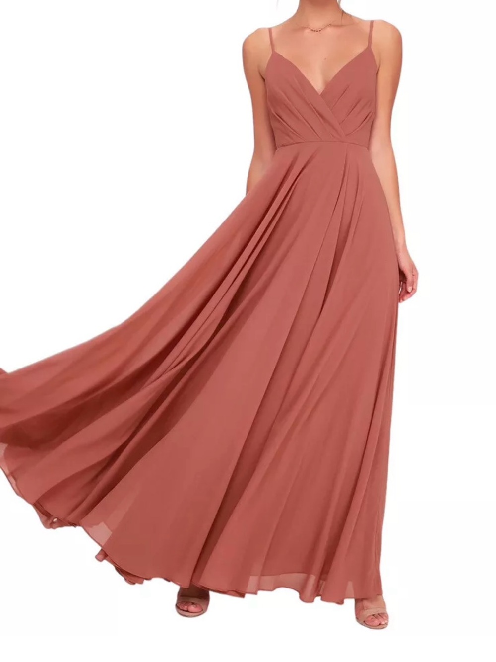 Lulu's Dusty Rose Satin-Trim Dress